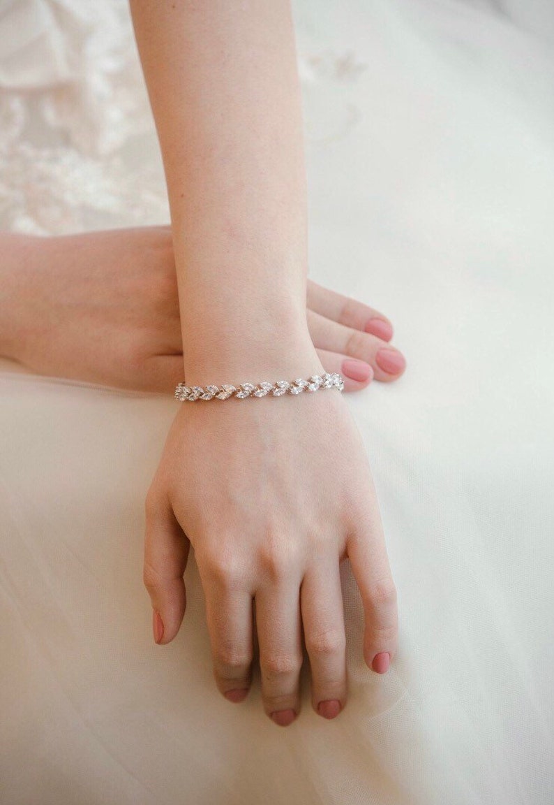 Bridal Bracelet Crystal Crystal Bracelet Wedding Bridal Bracelet Rose Gold