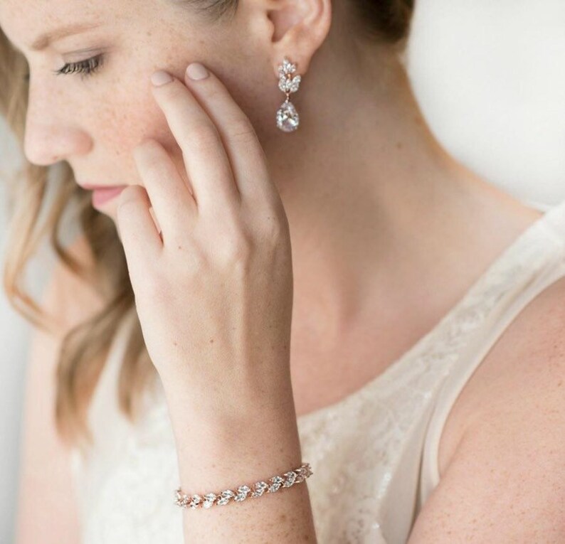 Bridal Bracelet Crystal Crystal Bracelet Wedding Bridal Bracelet Rose Gold