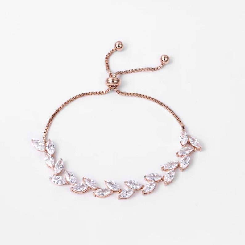 Bridal Bracelet Crystal Crystal Bracelet Wedding Bridal Bracelet Rose Gold