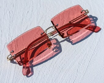red rectangular sunglasses