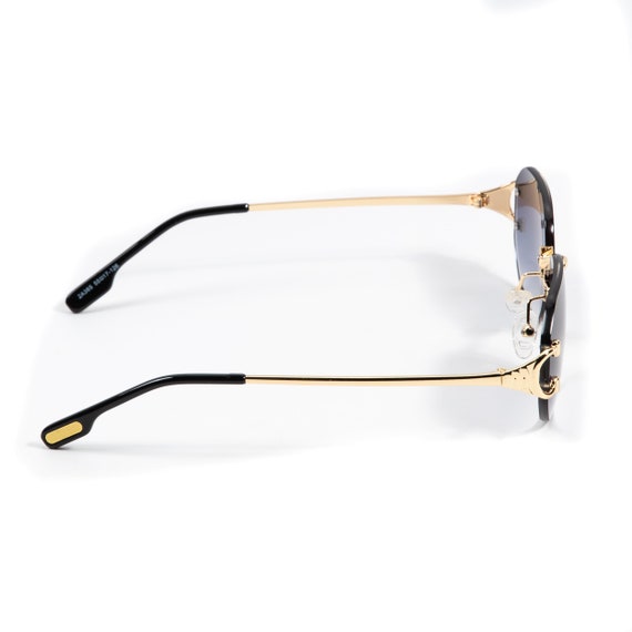 Retro Vintage Style Rimless Clear Lens Sunglasses for Women & Men Luxury  Glasses Fashion Crystal Wood Eyewear Shades (Y Decor Clear Lens)