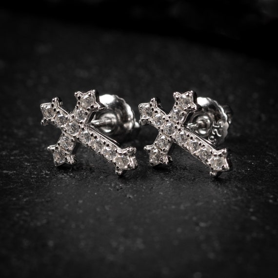 Mens black 2024 screw back earrings