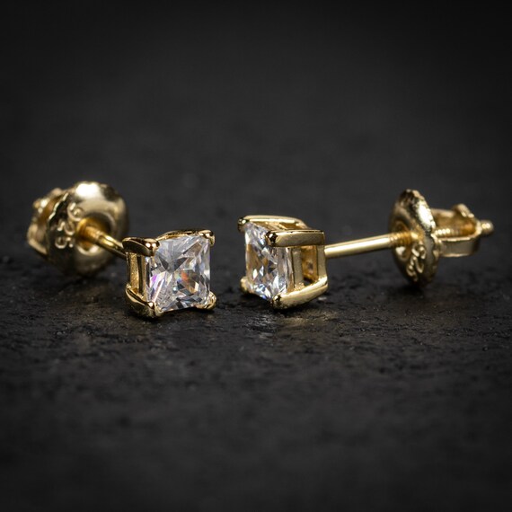 Mens gold screw back earrings sale