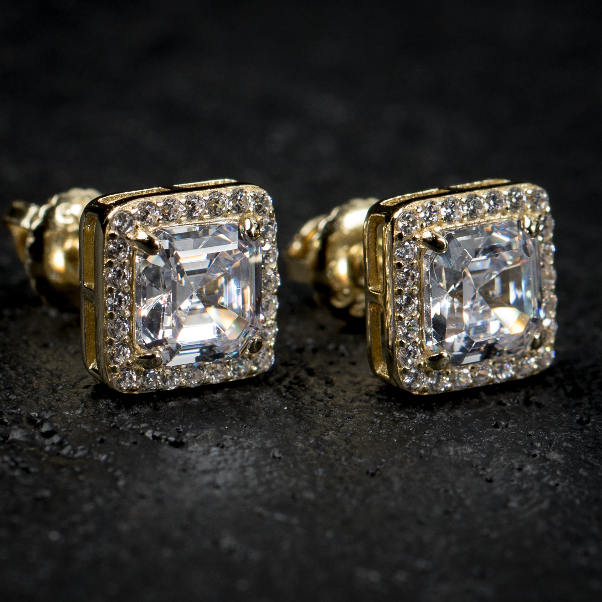 14k 9mm Square CZ Post Earrings 14k 9mm Square CZ Post Earrings