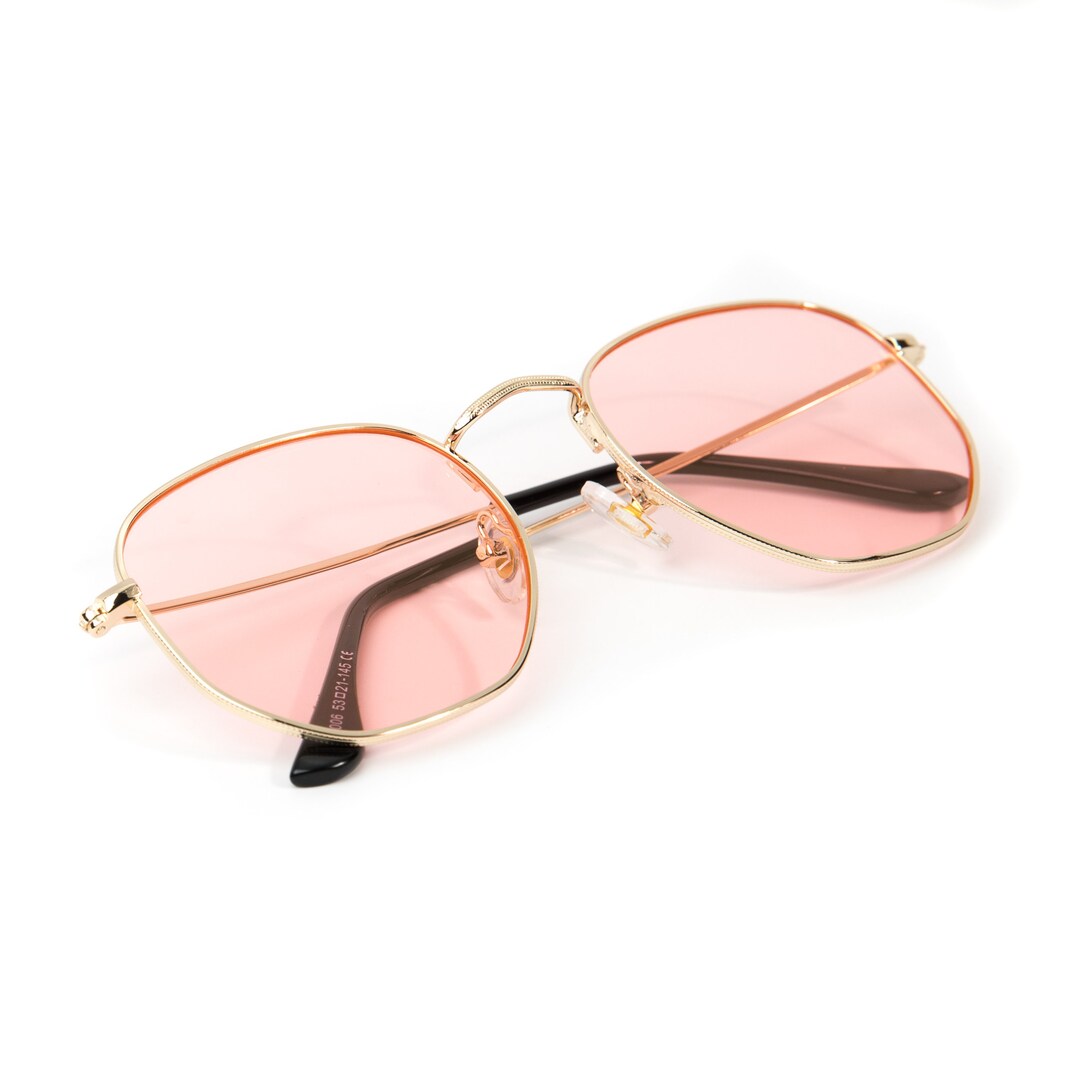 Pink Tinted Gold Frame Retro Summer Sunglasses - Etsy