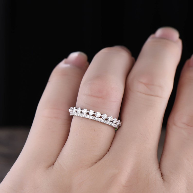 Moissanite Eternity Band Vintage Solid 14K Yellow Gold Etsy