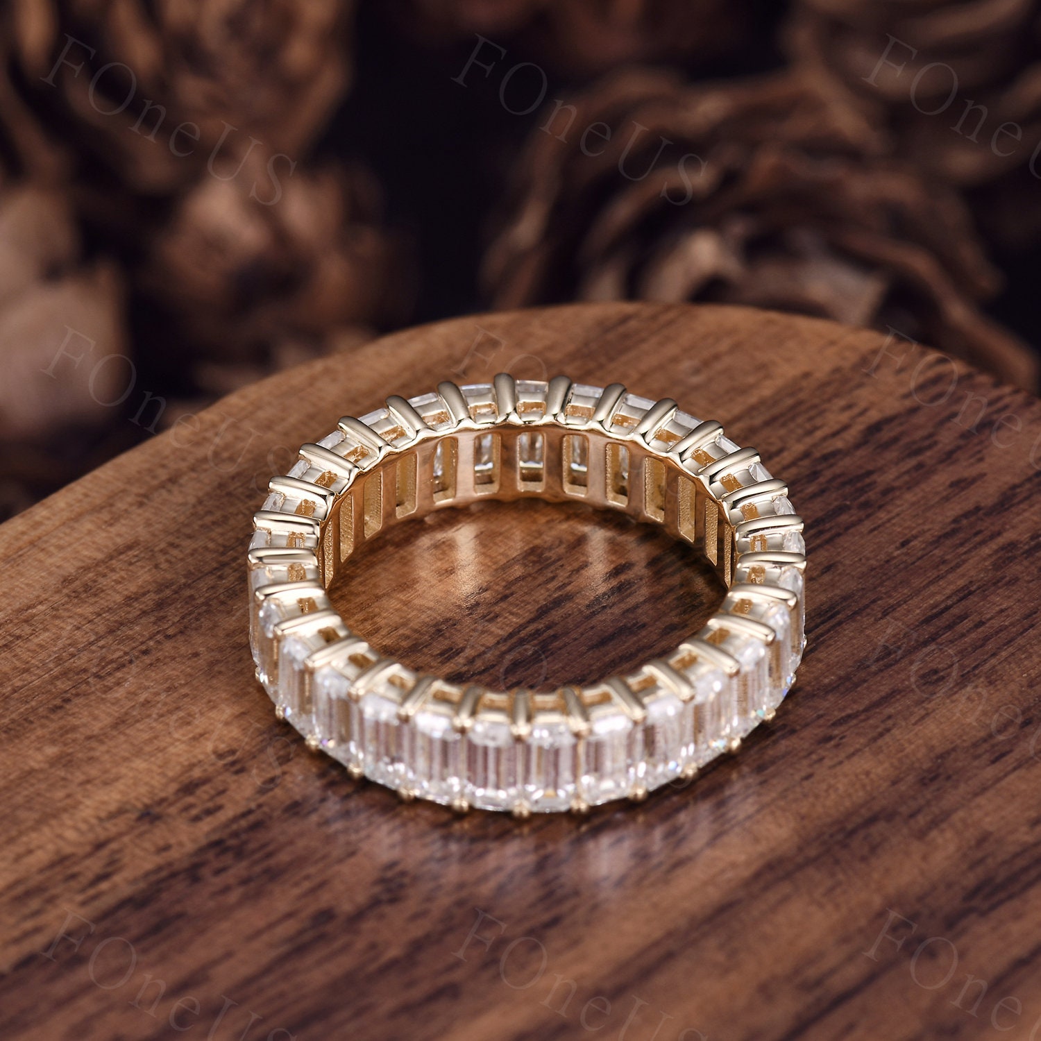 Vintage Baguette Cut Moissanite Wedding Band Women 14K Solid Gold ...