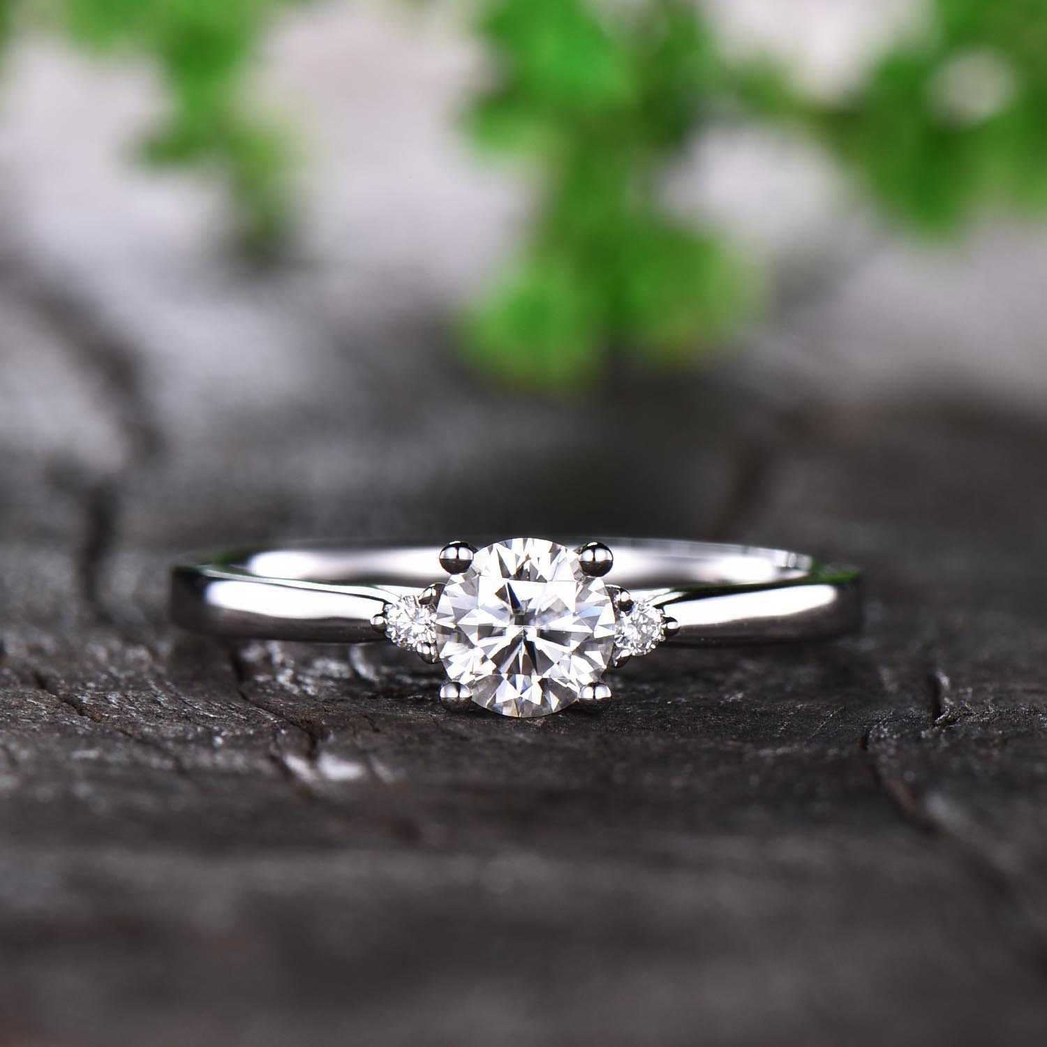 Dainty Moissanite Engagement Ring 0.5ct Moissanite Ring 14K