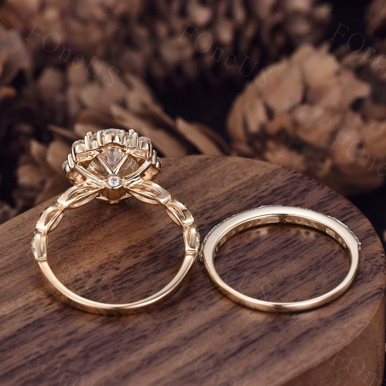2CT Oval Cut Moissanite Engagement Ring Set 14K White Gold Ring Women ...