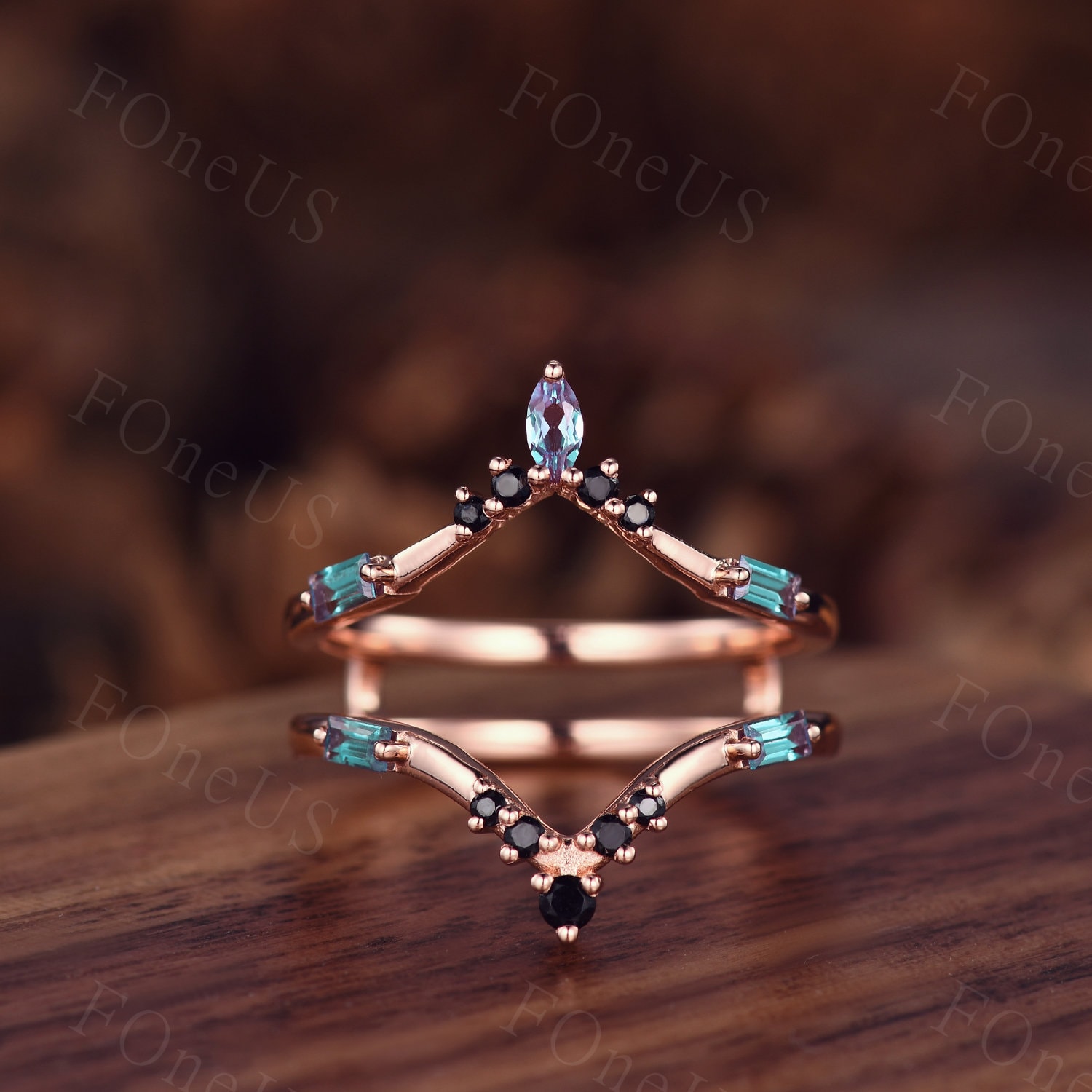 ❤︎ Buy Double Curved Wedding Band Ring Enhancer Rose Gold