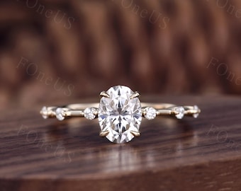 1.5ct IGI certificate lab diamond engagement ring solid 14K/18K gold vintage oval cut diamond ring unique bridal wedding ring promise gift