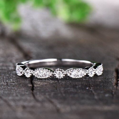 Ladylike Moissanite Half Eternity Band - 5 Stone 3.5mm Ring In Sterling Silver