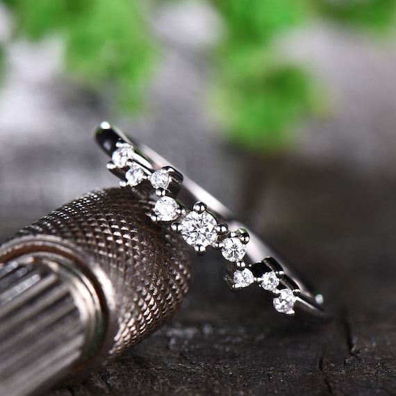 Cluster Ring, Dainty Moissanite Scattered Ring, Sterling Silver