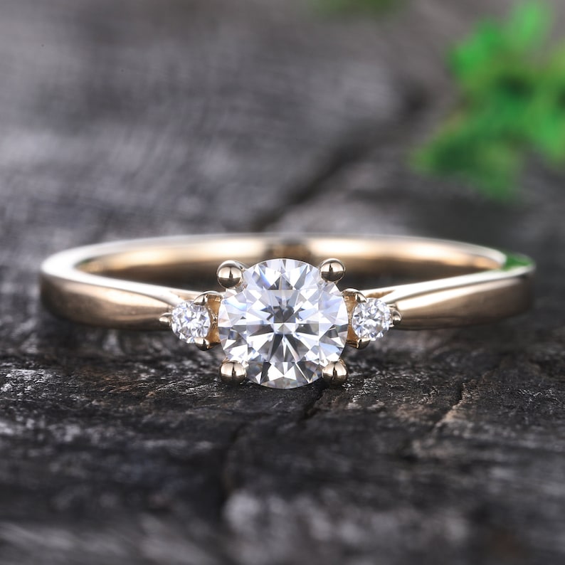 Dainty Moissanite Engagement Ring 0.5ct Moissanite Ring 14K Etsy