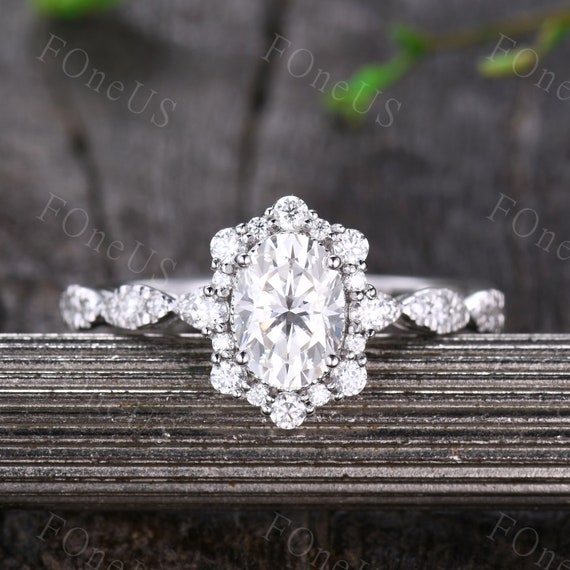 Moissanite 14k white gold engagement ring deals
