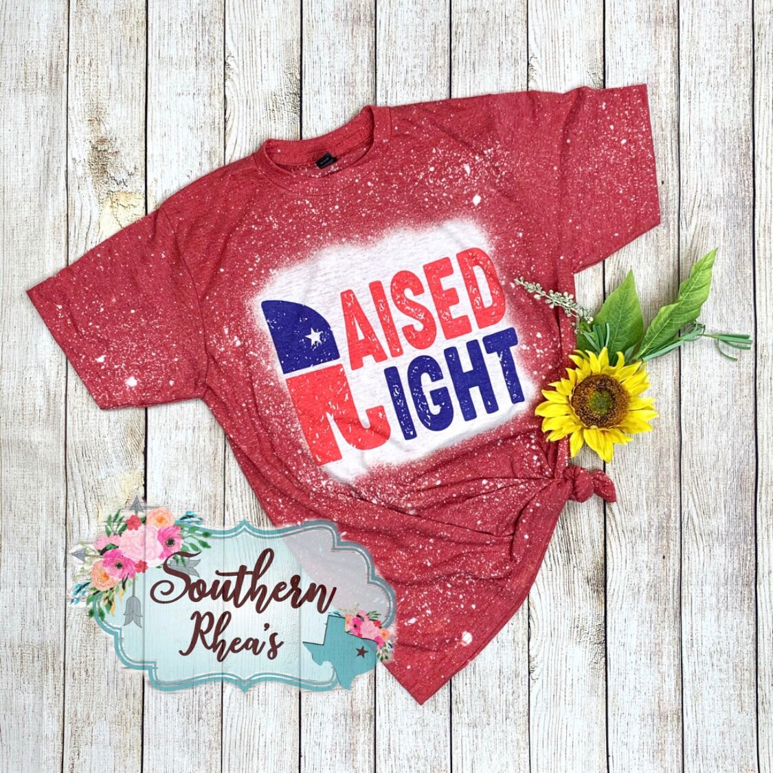 Raised Right, Bleached Shirt, Republican Shirt, Conservative, Electio…