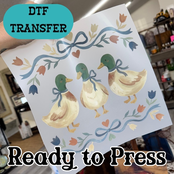 Vintage 90s Duck DTF Transfer, Cottagecore Granny Ducks