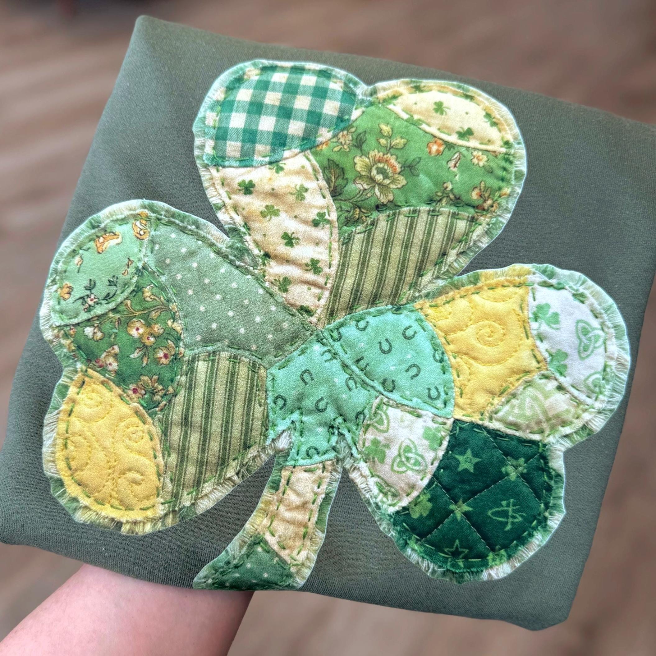 Faux Patchwork Shamrock DTF Transfer | St Patrick's Day Hot Peel Print ...