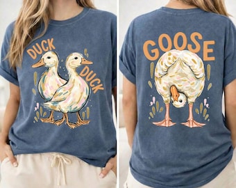 Camiseta estampada de la granja de patos y gansos, camiseta con humor campestre.
