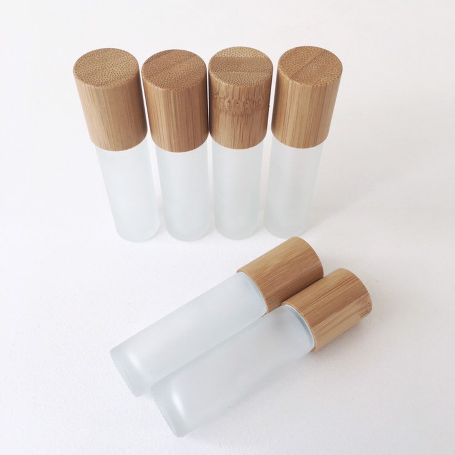 Bamboo Lid Roller Bottle // Frosted Clear bottle // 10ml Etsy