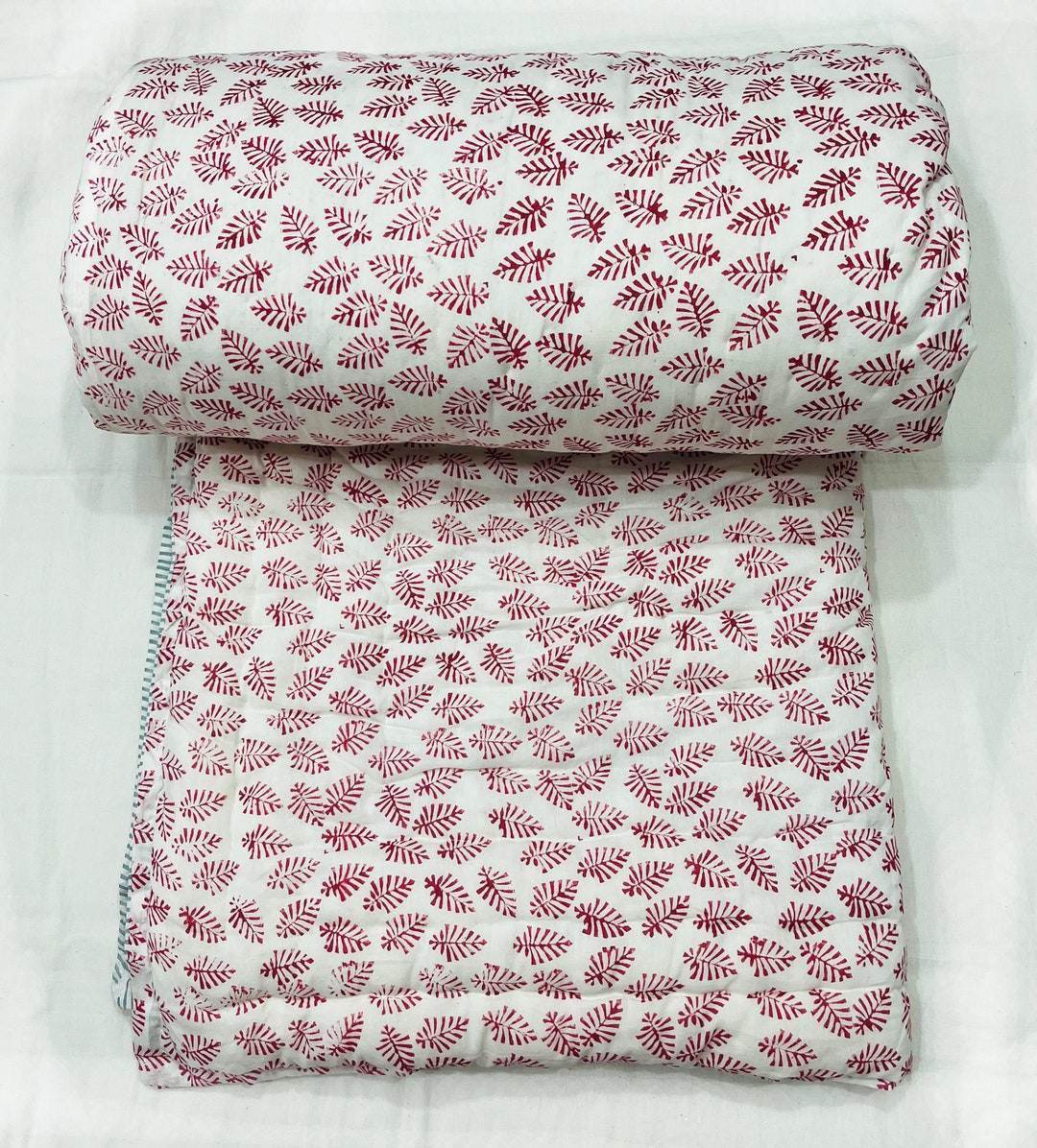 Reversible Quilt Soft Cotton Quilt Hand Block Print Quilt Floral Print