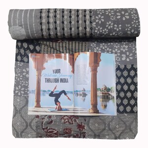 Patchwork, Kantha,Bedsheet,Bedcover, Throw, Hand Block, Print, Blanket, Indain, Home,Bedding