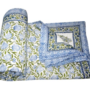 Indische Hand Block Print Tagesdecke Decke King Size Reversible Baumwolle Quilt Kantha Bettwäsche werfen