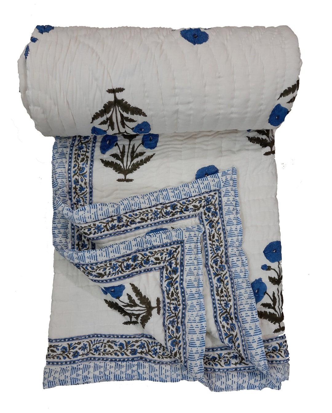Enchanted Blue Shaded Floral Boota Print Handmade Hand Block Printed ...