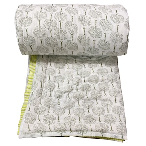 Reversible Kantha Quilt Soft Cotton Quilt Kantha Quilt Jaipuri Block Print Quilt Indian Handmade Kantha Quilt Bedspread