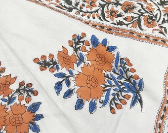 Handgemaakte katoenen sprei met bloemenblokprint - omkeerbaar kingsize bed Dohar