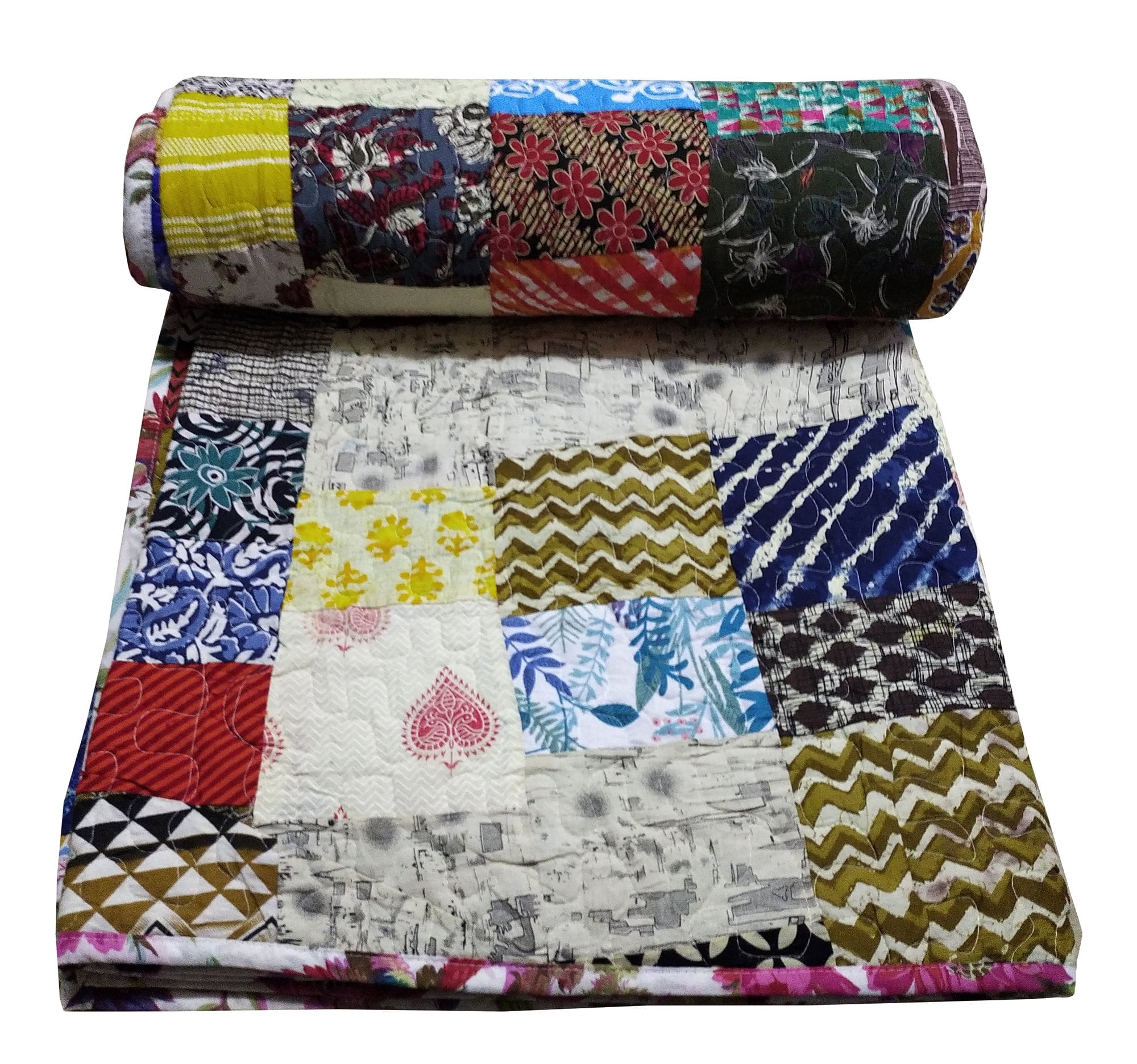 King Size Kantha Quilt Indian Kantha Quilt Patchwork Cotton Etsy