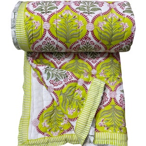 Hand Block Print Quilt Home Frbric Print New Quilt 100% Cotton Quilt Handmade Bed Cover