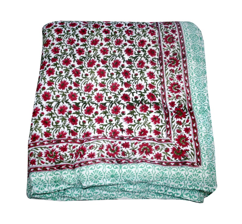 Quilt Soft Cotton Quilt Jaipuri Razai Block print Razai Quilt Floral Print Razai Soft Cotton Quilt kantha Bed Cover kanthaQuilt