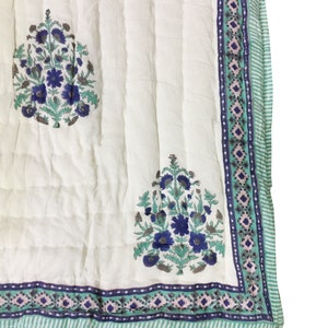Quilted Hand Block Print Quilt Hnadmade Jaipuri Quilt New Floral Print Quilt Home Quilt