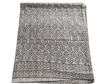 Edredón Kantha tamaño Queen: Colcha de algodón india hecha a mano