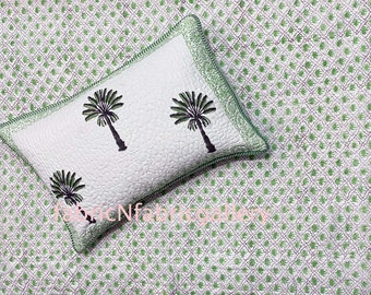 Handmade Floral Block Print Cotton Quilt, Reversible Jaipuri Razai