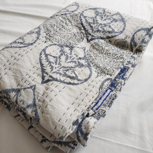 handmade kantha bed cover hand print