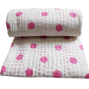 Solid White Kantha Quilt Cotton Kantha Quilt Handmade Quilt Natural White Kantha Blanket Throw King Size Hand Stitched Quilt 019