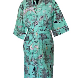Cotton Kimono Robe Dressing Gown Vintage Kimono Bridal Robe Boho Kimono