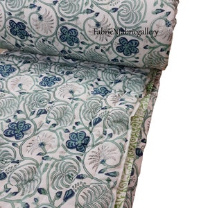 Green Indian Handicrafts Jaipuri Quilt Hand Block Printed Reversible Razai Cotton Voile Handmade Quilt