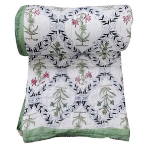 Reversible Jaipuri Razai hand block printed quilt cotton hand made soft cotton light weight quilt cotton jaipuri famous razai jaipuri quilt