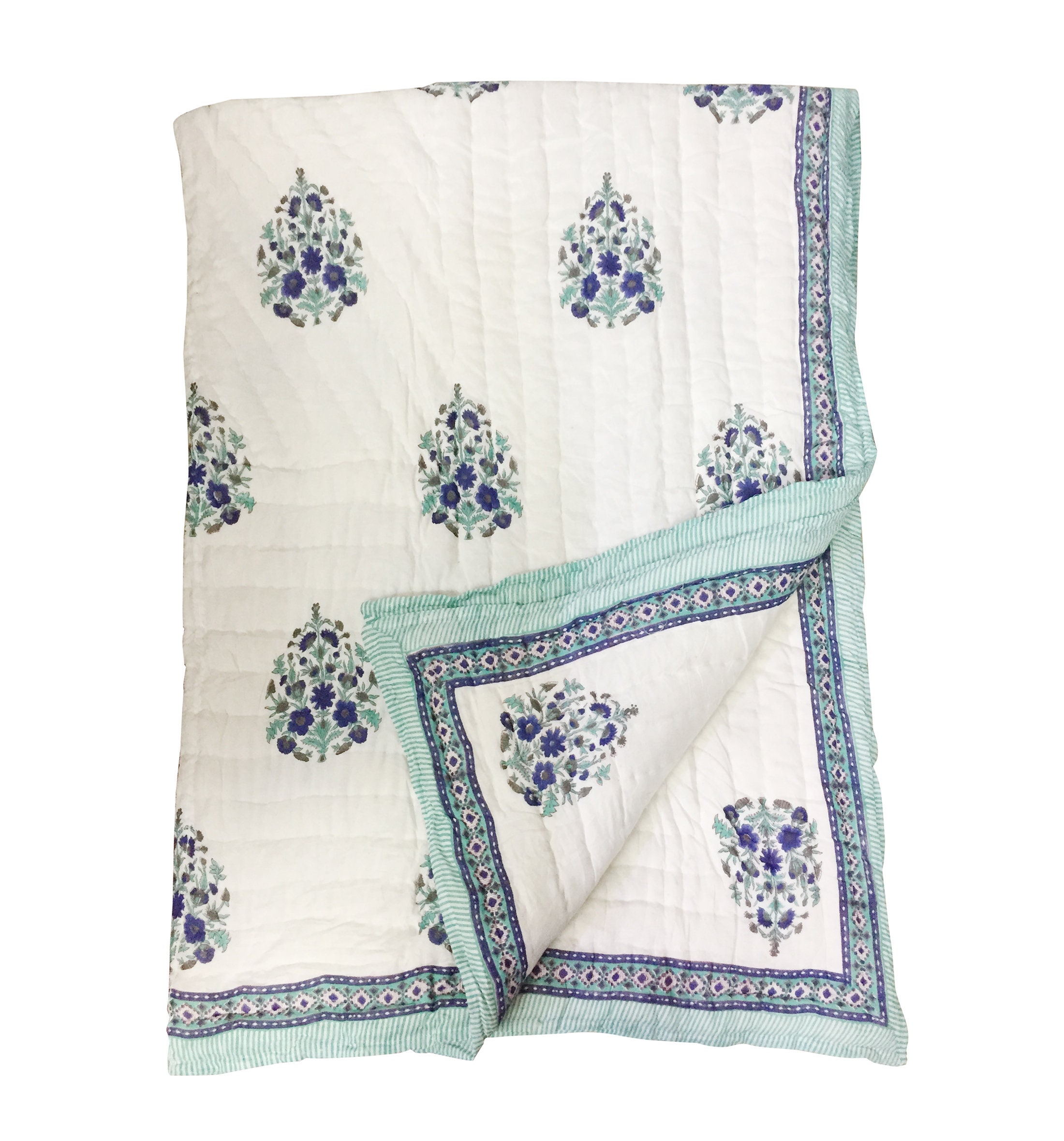 Handmade Rajai Hand Block Print Quilt, Handmade Floral Jaipuri Cotton Rajai - Etsy
