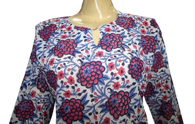 Handmade Cotton Kurti Hand Print tunic Women/'s Kurti Jaipuri Hand Block Print Cotton Kurti