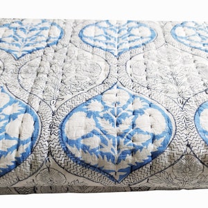New Jaipur Indian Kantha Bed Cover Block Printed Kantha Coverlet Throw King Size kantha Sofa Cover Bedspread Blanket Quilt