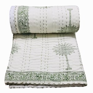 Kantha Quilt King Quilted Bedspread Solid Kantha Bed cover Kantha Quilt Kantha stitched Twin Quilt
