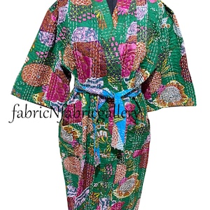 handmade block printed kantha kimono free shipping bath robe beach wear kimono cotton dresses cotton kantha kimono