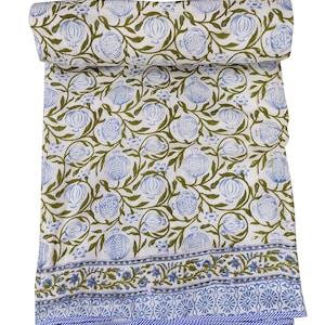 Handmade Hand Block Print Cotton Dohar Reversible AC Dohar AC Comforter Indian Hand Print Cotton AC Blanket Throw