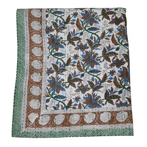 Handmade Pure Kantha Quilt Vintage Jaipuri Kantha Print King Size Quilt Throw Blanket Kantha Quilting