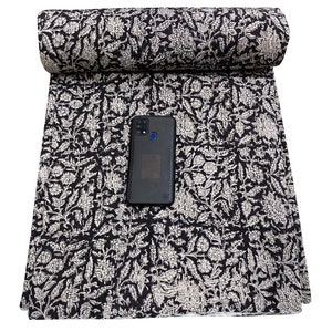 Black kantha Hand Block Print Cotton Kantha Quilt Indian Kantha quilt handmade quilt kantha bedspread king size kantha quilt