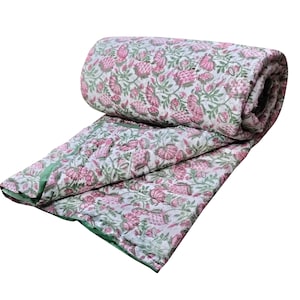 Hand Block Print Bed Quilt Handmade Block Print New Quilt Sofa Cover Home Bedding Quilt